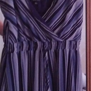 White and blue striped romper